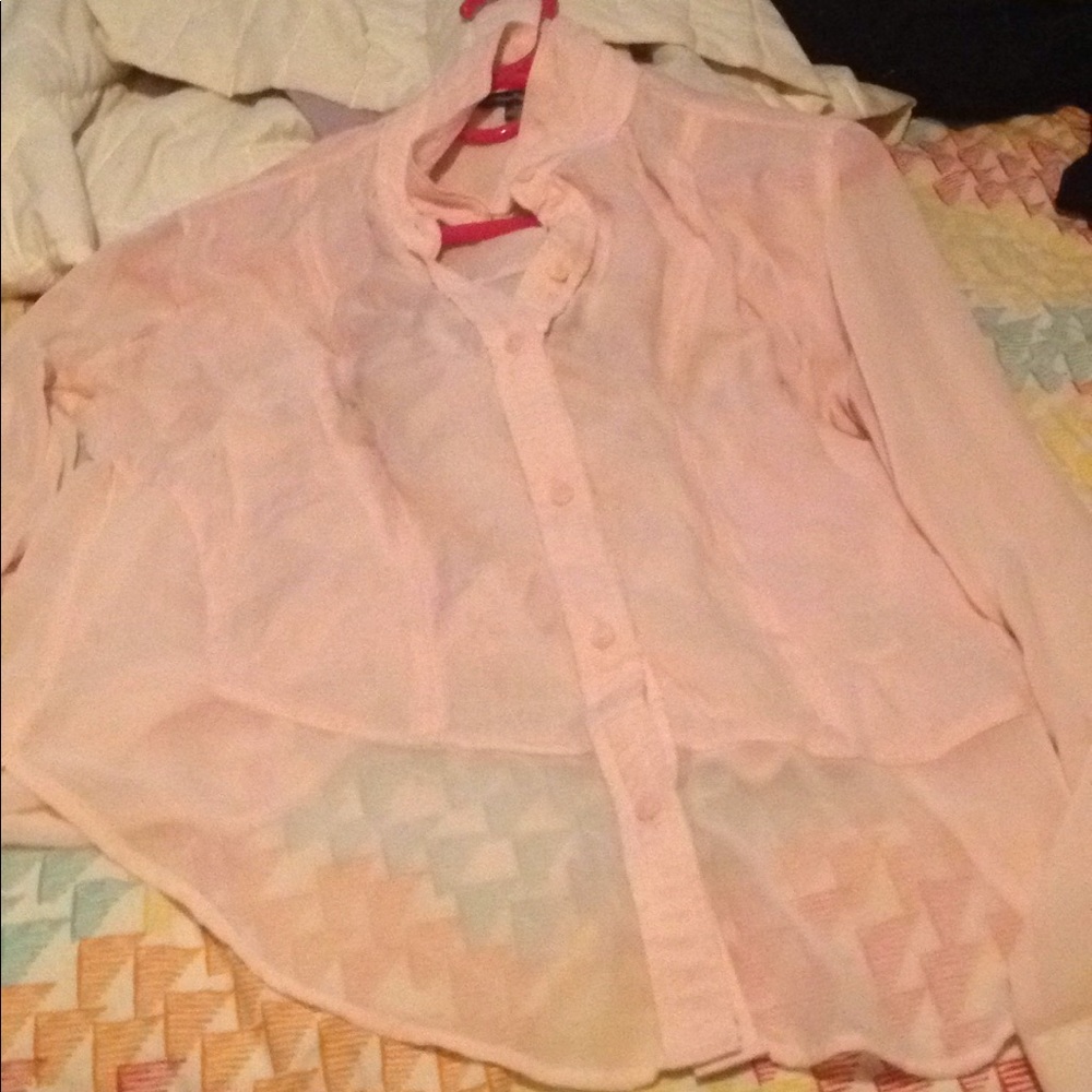 Pink, sheer American Eagle button down